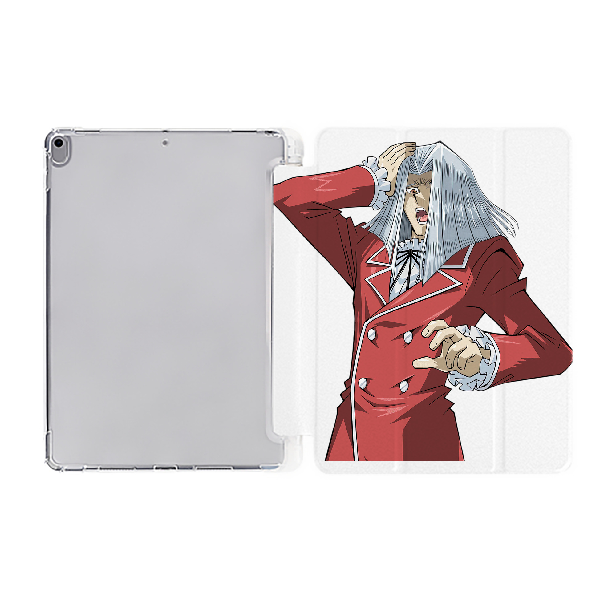 （画像用） 遊☆戯☆王 Yu-Gi-Oh! IPad ケース ペン収納付き 三つ折りスタンド PUレザー×シリコン 対応機種9.5/10.5/10.9インチ